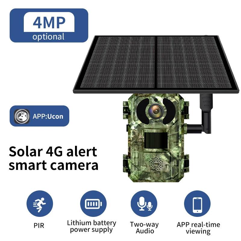 4MP 4G SIM Card Solar Hunting Trail Waterproof PIR Motion Detection Wildlife Camera